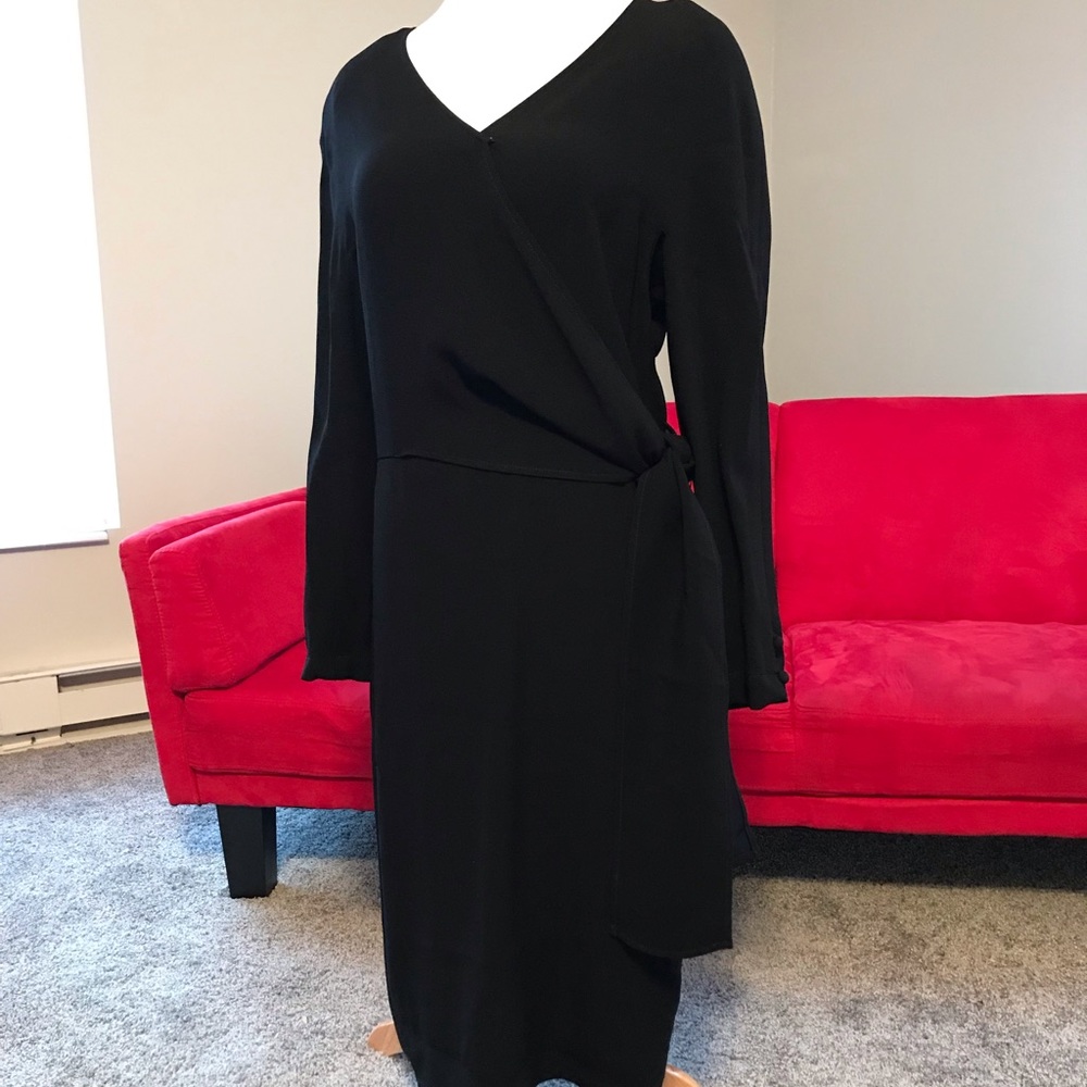 Black Zelda Wrap Dress Long Sleeve